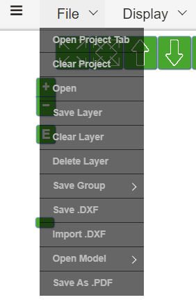 Opencontour File Menu