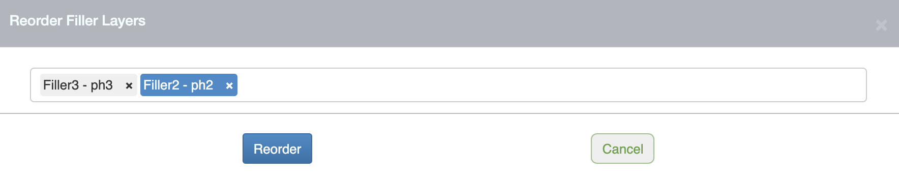 Reorder Fillers Window 2 of 2