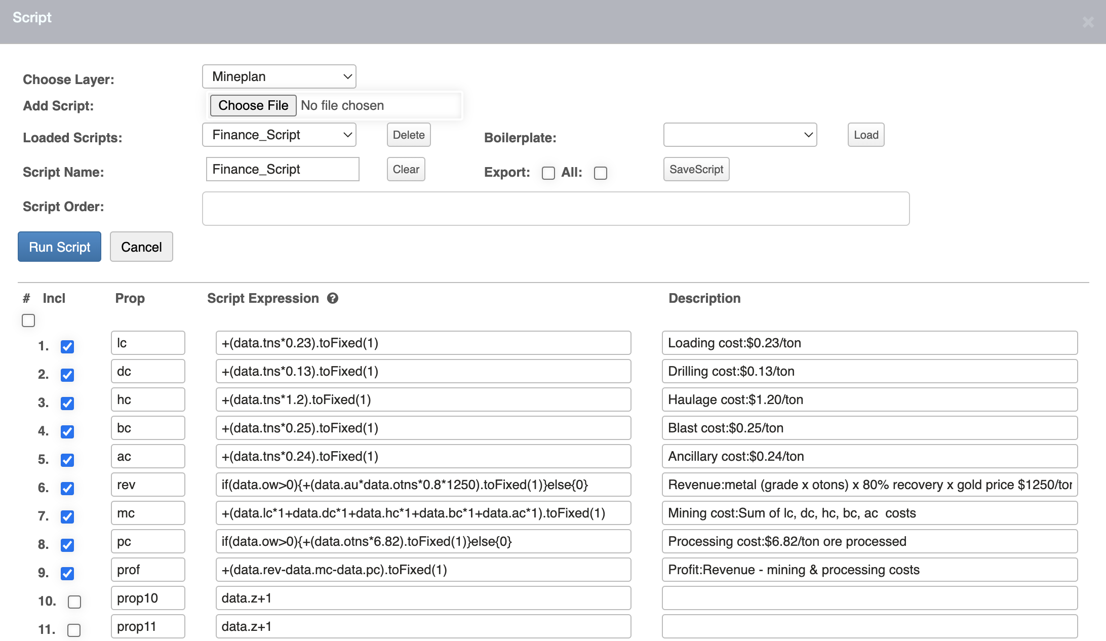 Create Script Window