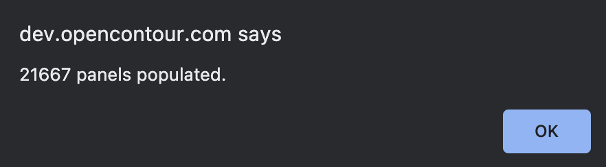 Panels Populated Message